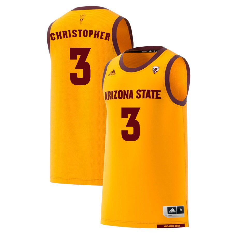 Men #3 Caleb Christopher Arizona State Sun Devils College Basketball Jerseys Sale-Gold